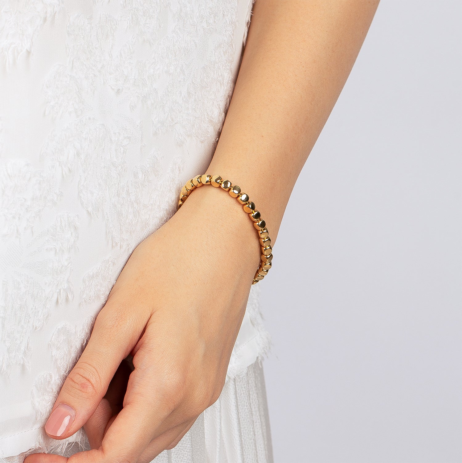 Square Bead 18K Gold Bracelet