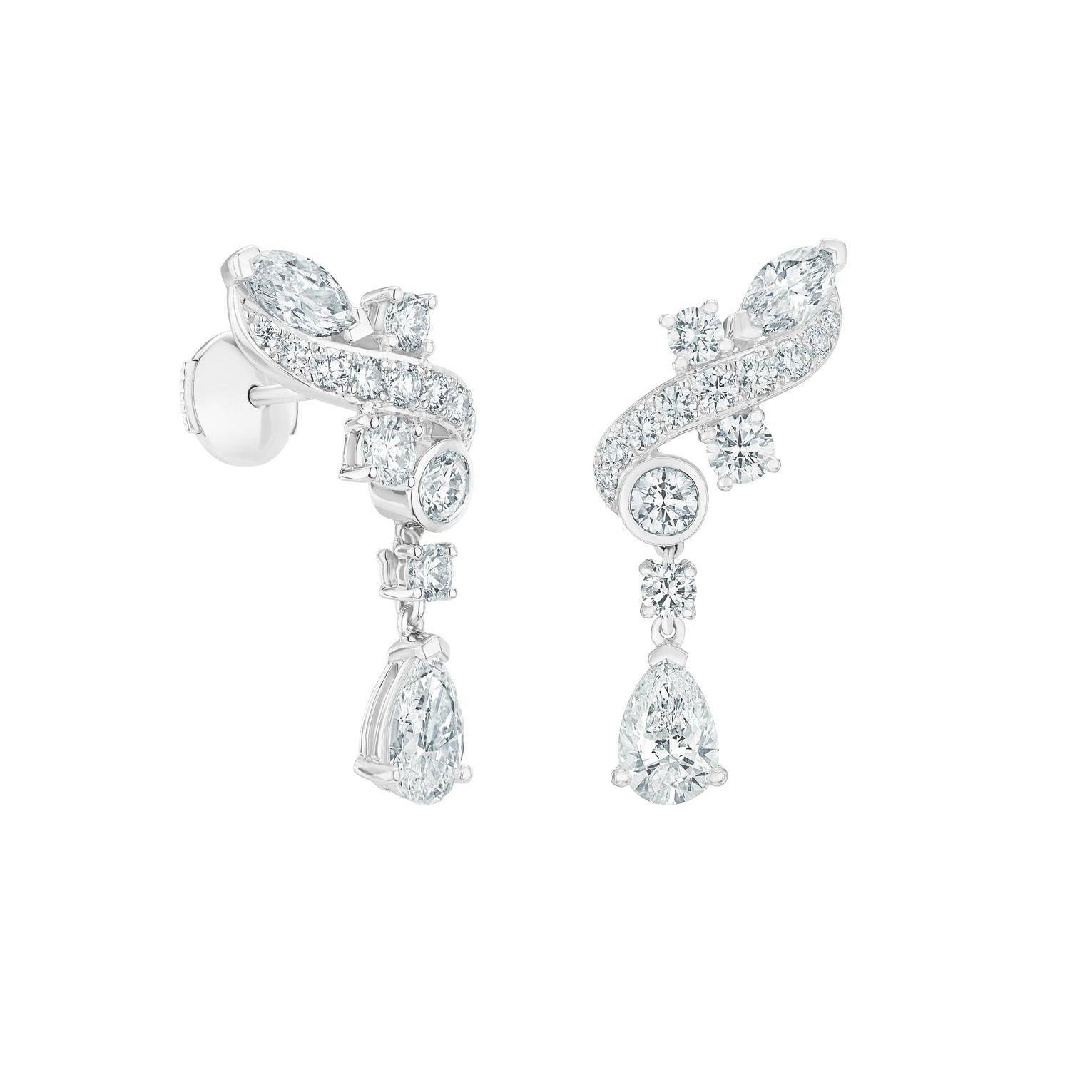 MIKOSA Rose Climber Earrings In White Gold