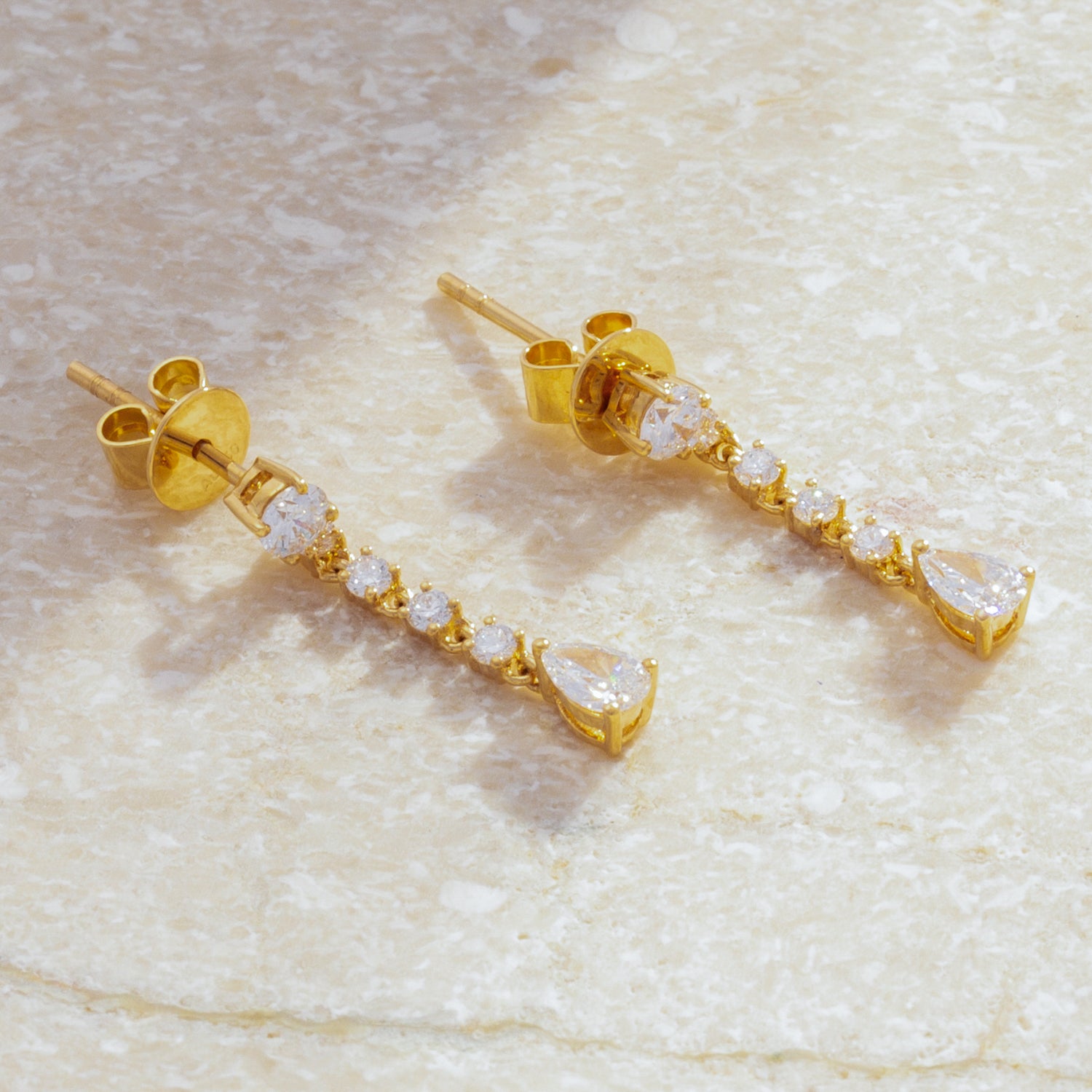 18K Gold Pear Cascade Diamond Rope Earrings